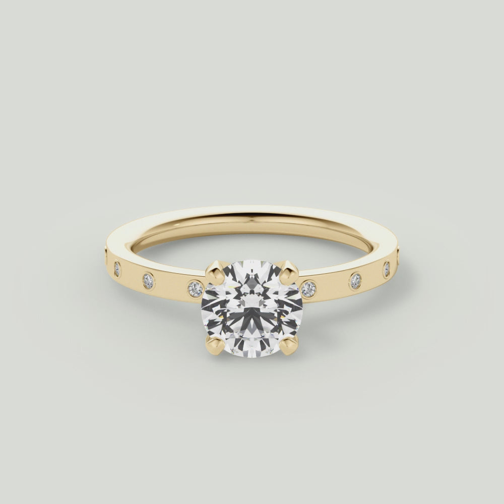 Round Cut Diamond Band Engagement Ring