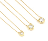 18K Solid Gold 0.5 Carat / 1 Carat Moissanite Diamond Bezel Setting Necklace