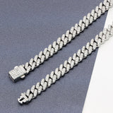 8mm Sterling Silver Moissanite Diamond Prong Setting Platinum Plated Cuban Link
