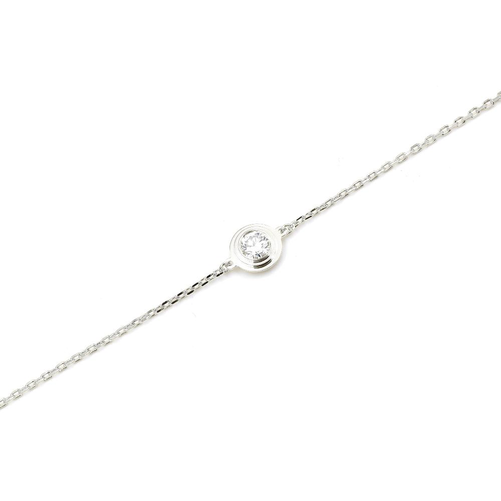 Sterling Silver Moissanite Bezel Setting Bracelet