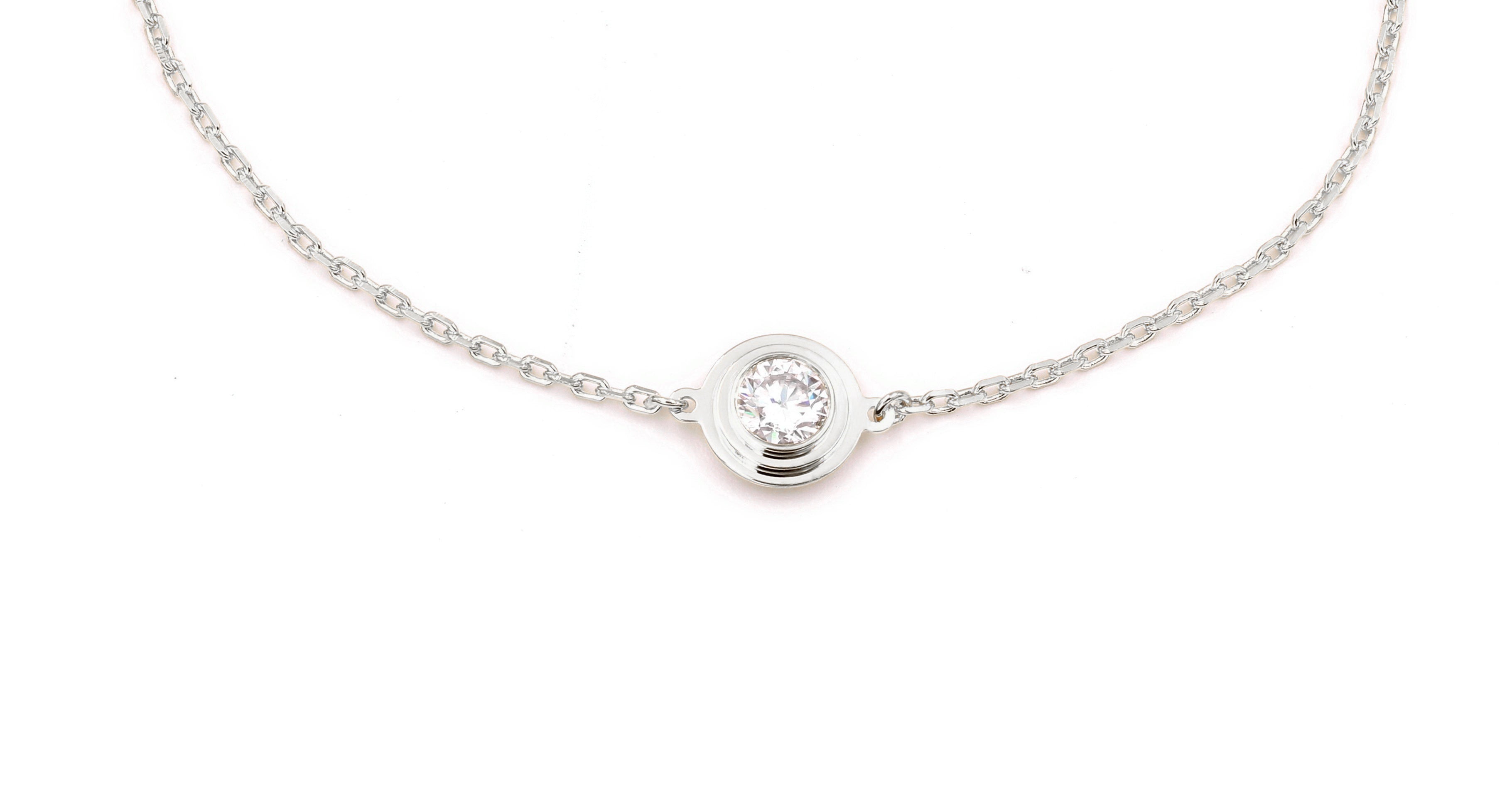 Sterling Silver Moissanite Bezel Setting Bracelet