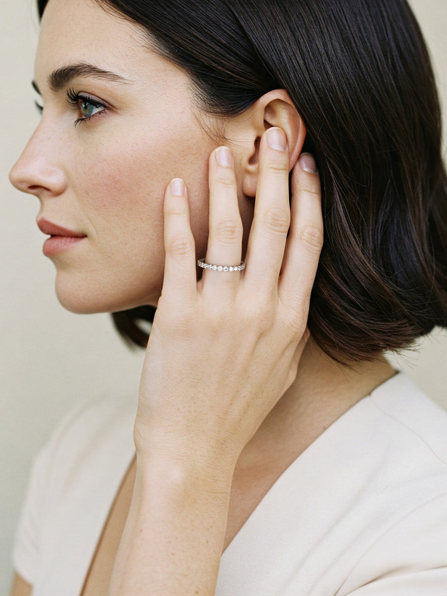 925 Silver 1.0Ctw. Round Cut Moissanite Eternity Band