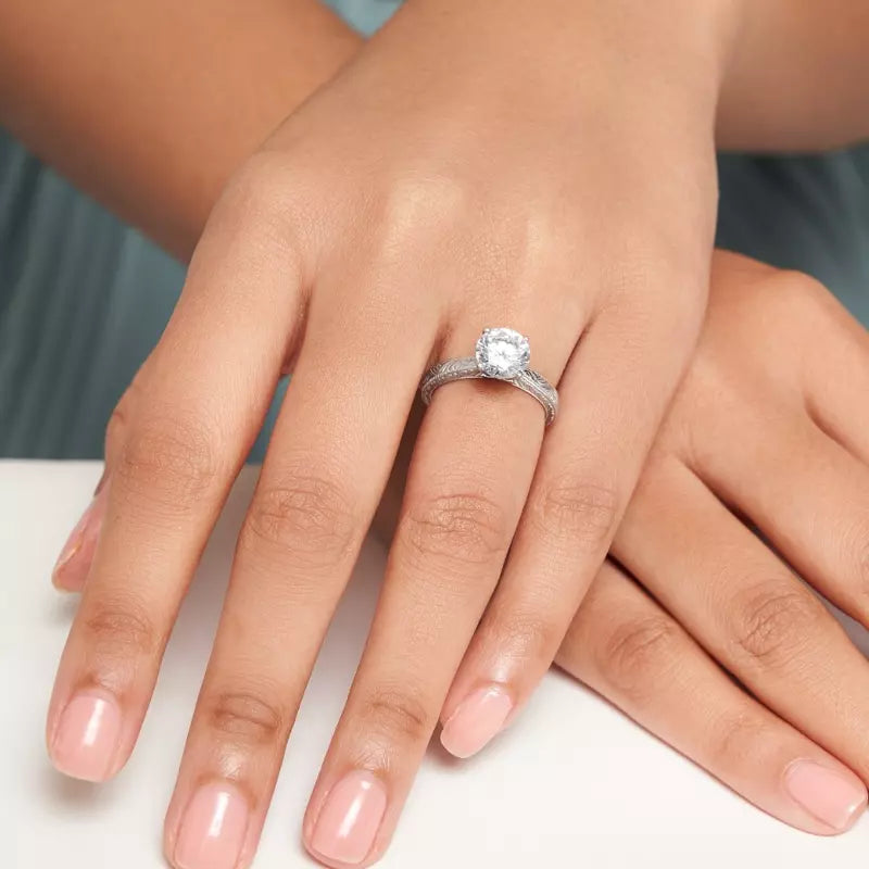 Vintage-Inspired Solitaire Engagement Cushion Ring