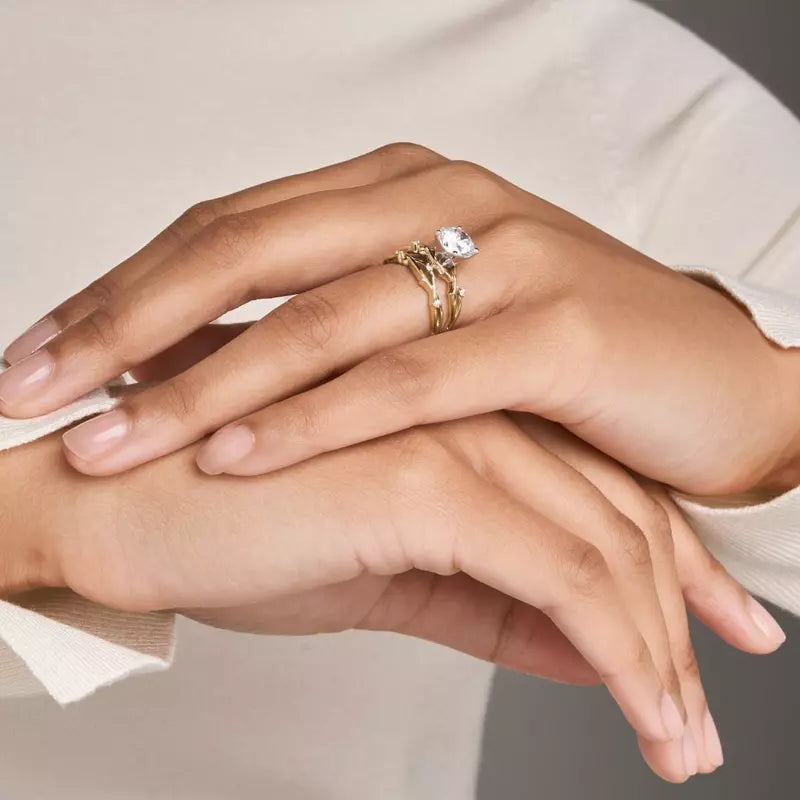 Nature Inspired Round Engagement Ring