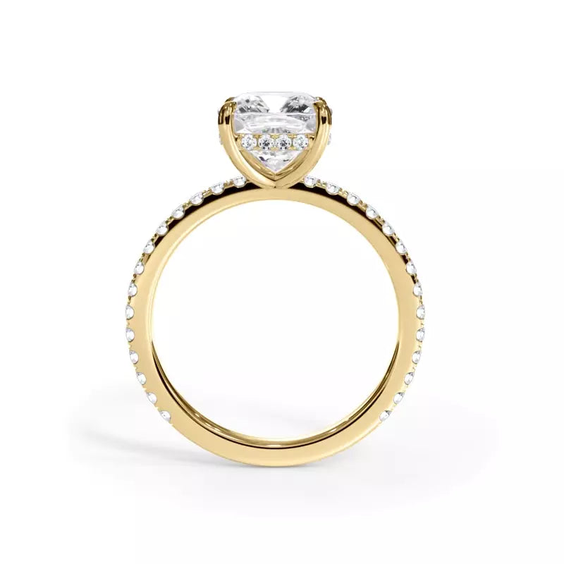 Pavé Hidden Halo Radiant Engagement Ring