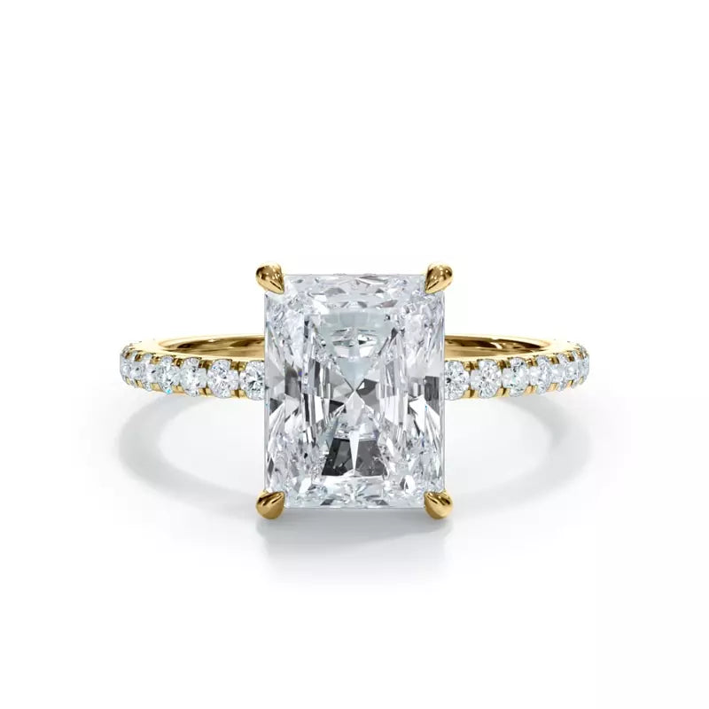 Pavé Hidden Halo Radiant Engagement Ring