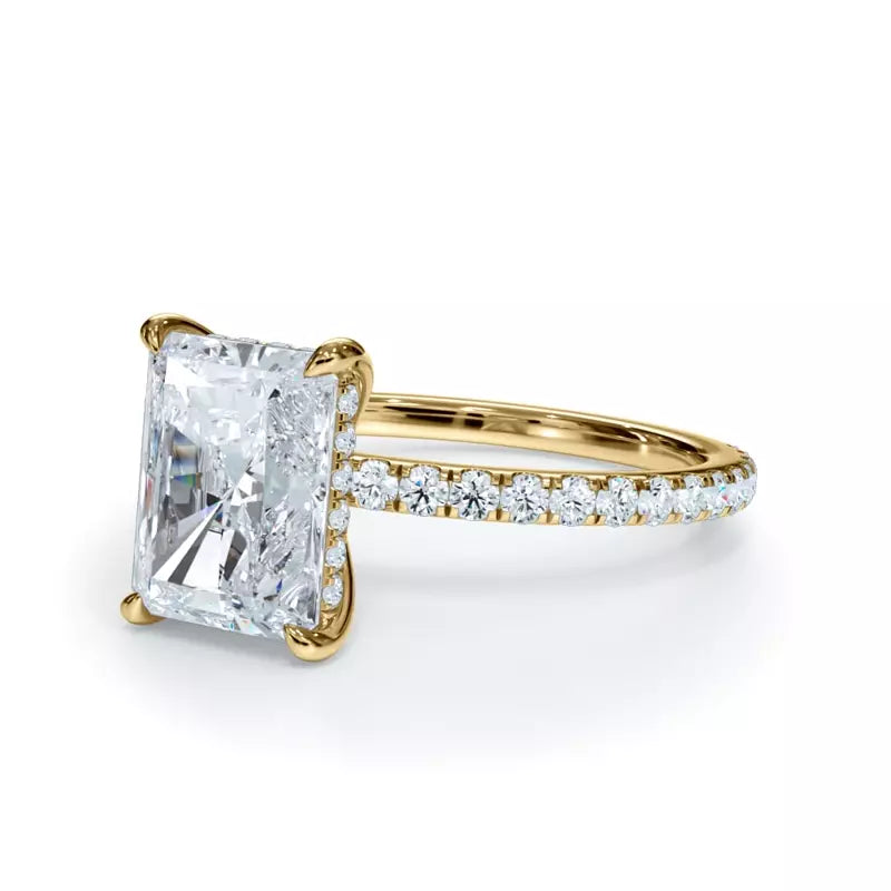 Pavé Hidden Halo Radiant Engagement Ring