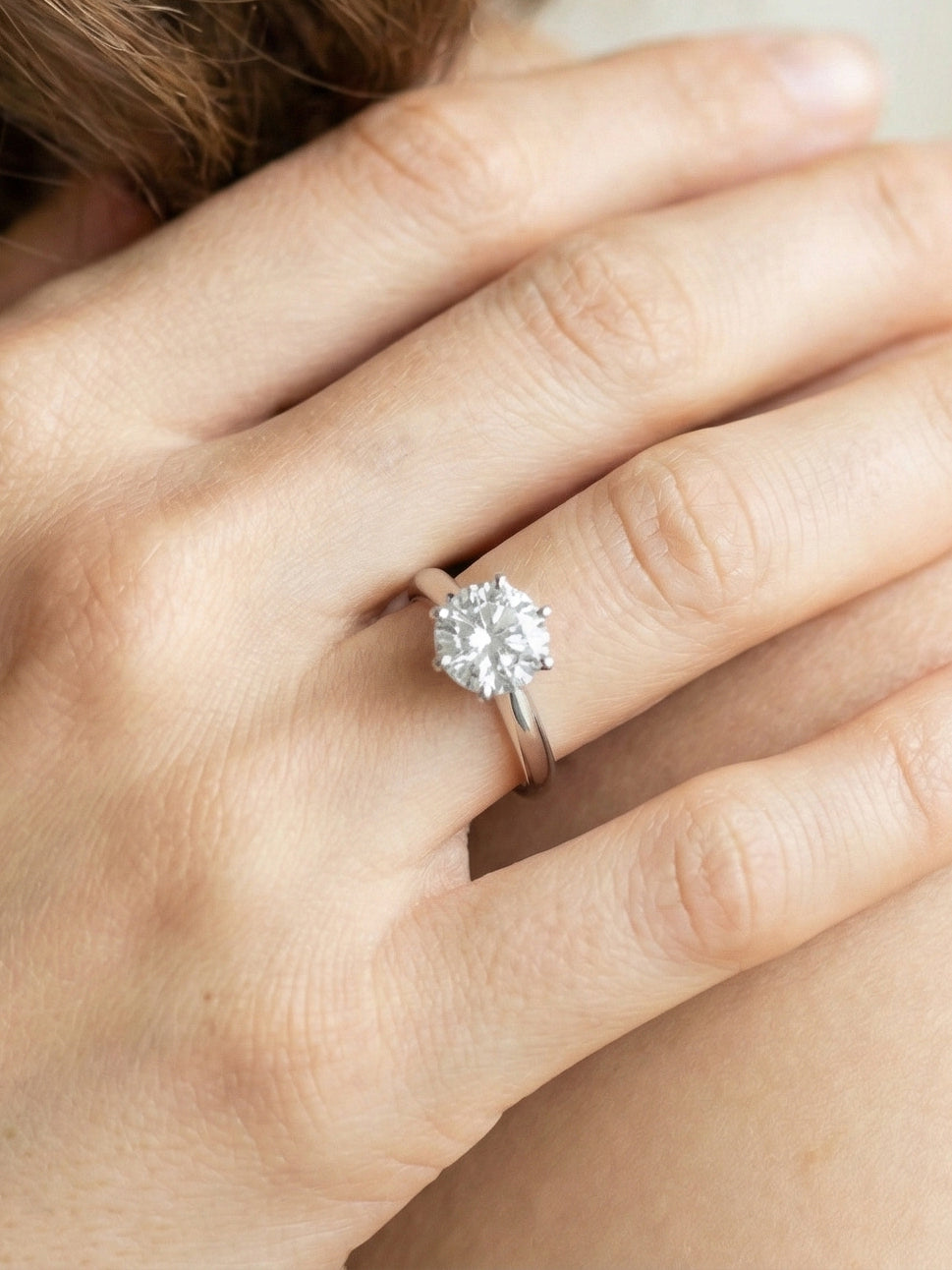 925 Silver Round Cut Moissanite Solitaire Ring