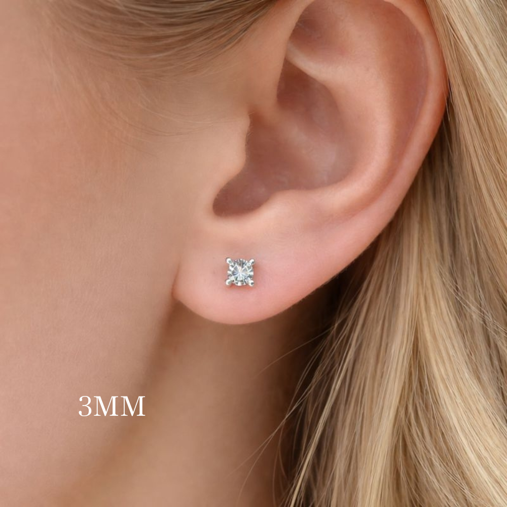925 Sterling Silver Moissanite Solitaire Studs Earrings