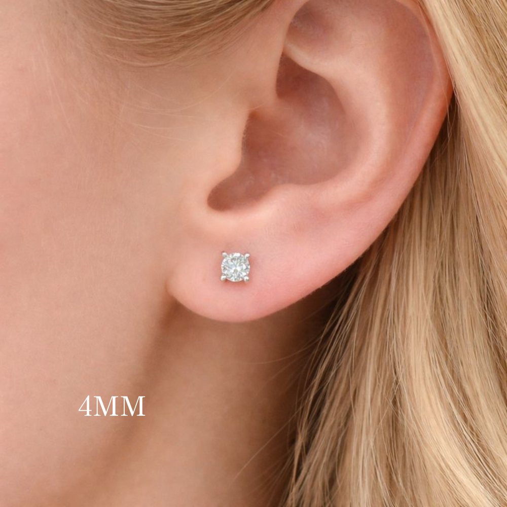 925 Sterling Silver Moissanite Solitaire Studs Earrings