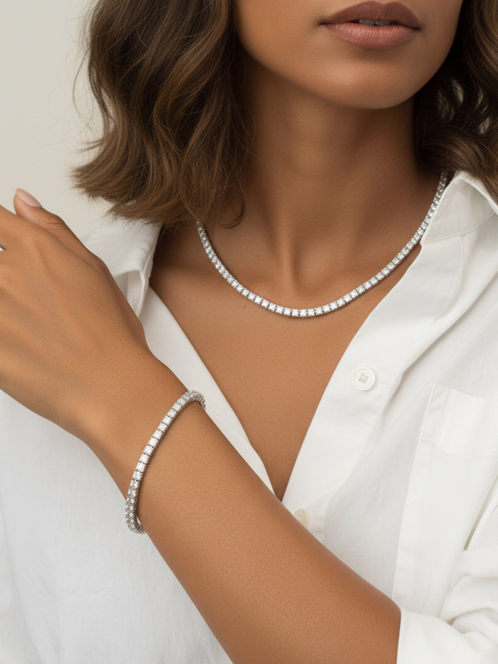 14K White Gold 4mm Moissanite Tennis Bracelet