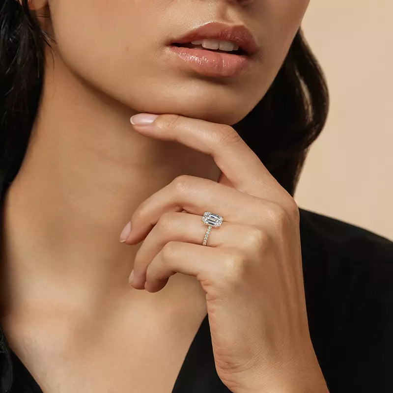 Pavé Hidden Halo Princess Engagement Ring