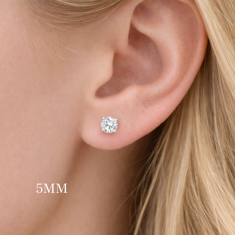 925 Sterling Silver Moissanite Solitaire Studs Earrings