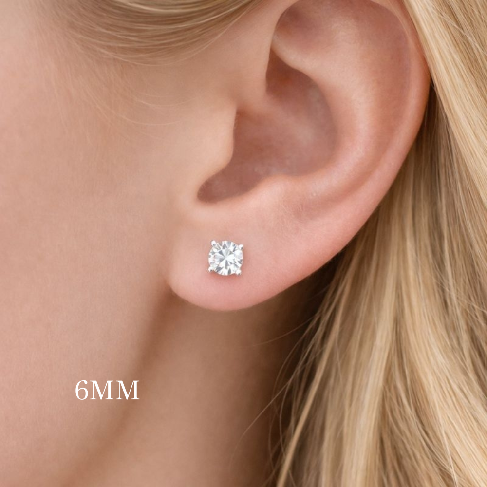 925 Sterling Silver Moissanite Solitaire Studs Earrings