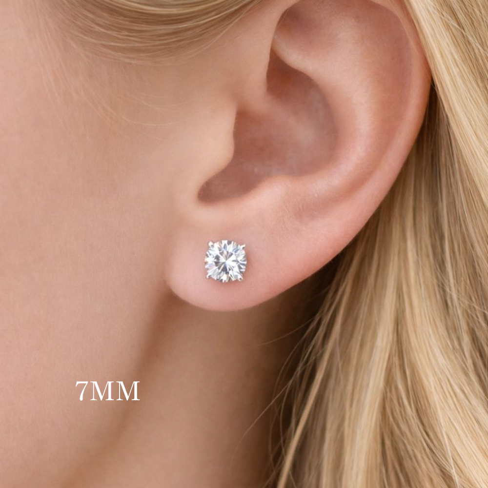 925 Sterling Silver Moissanite Solitaire Studs Earrings