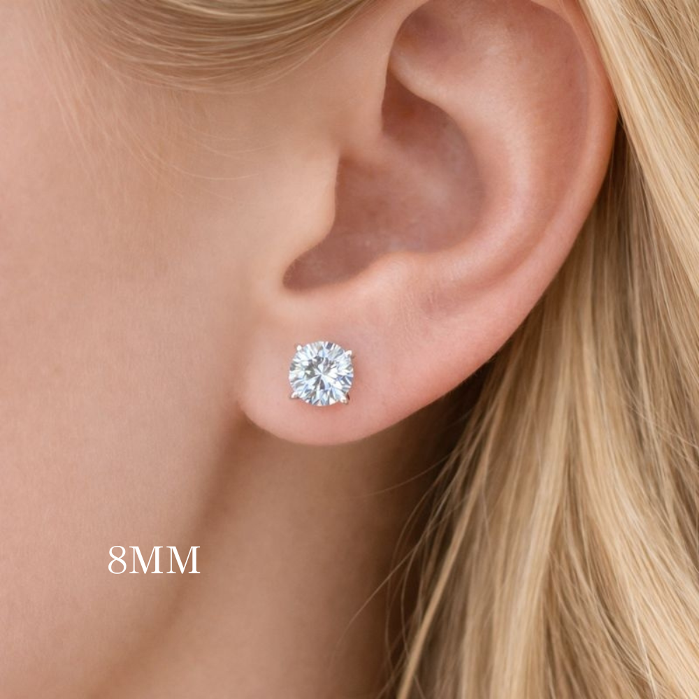 925 Sterling Silver Moissanite Solitaire Studs Earrings