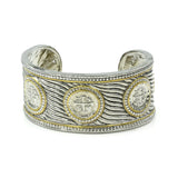 14K Gold Plated 2-Tone Coin Bangle