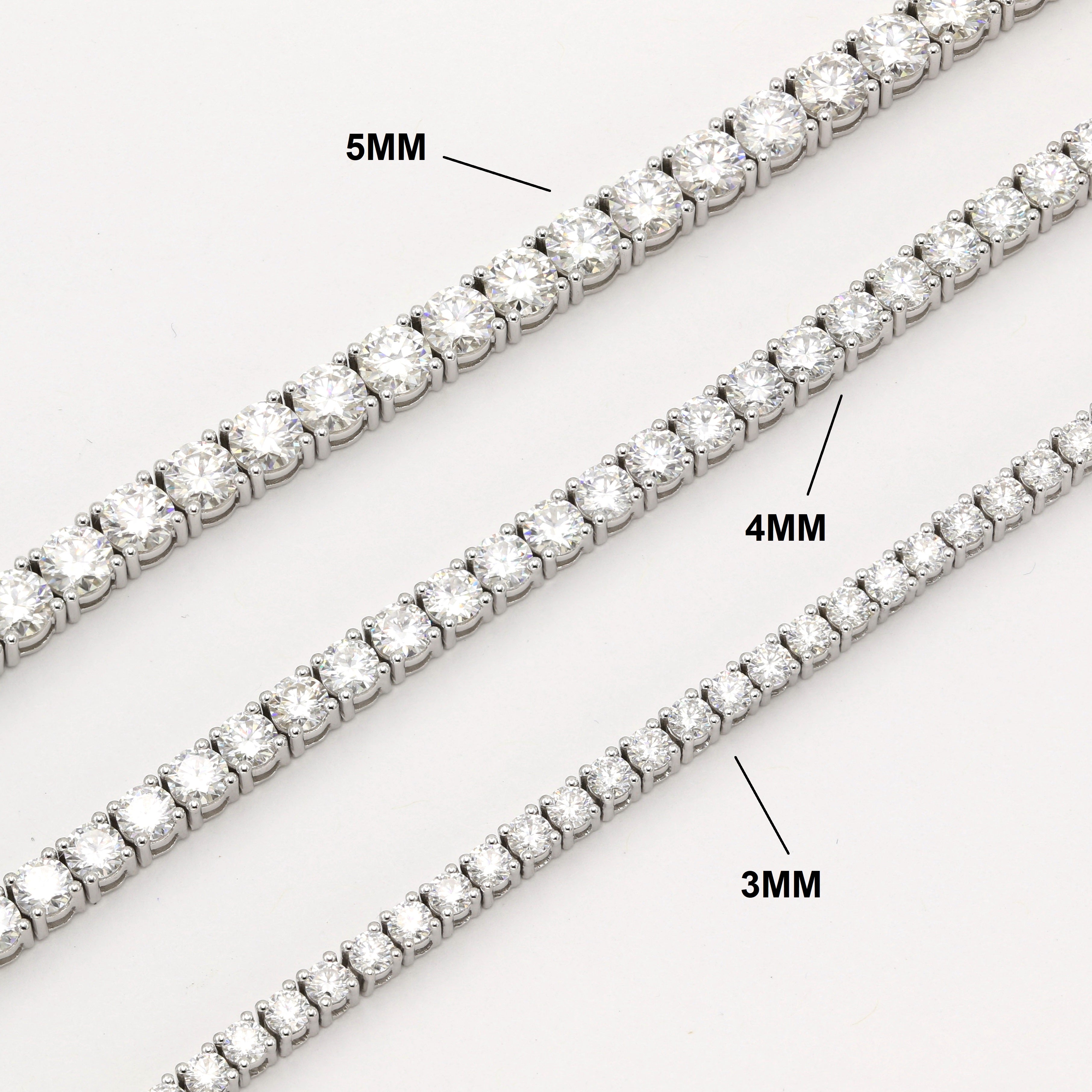 14K White Gold 3mm Moissanite Tennis Bracelet