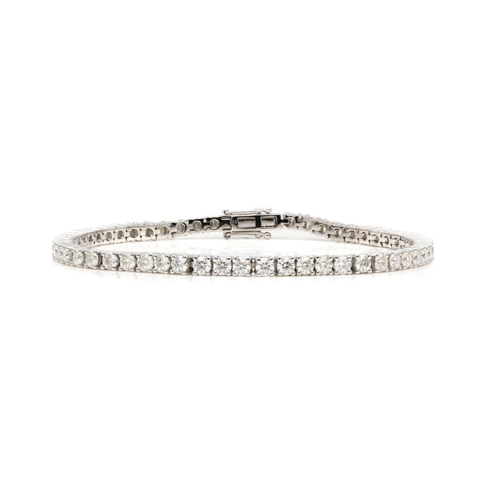 14K White Gold 3mm Moissanite Tennis Bracelet