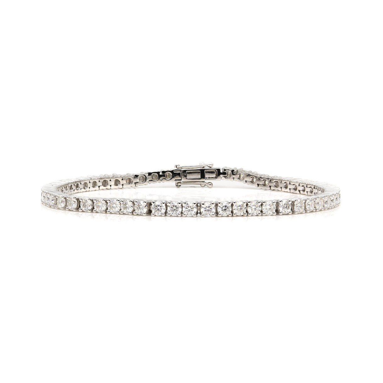 14K White Gold 3mm Moissanite Tennis Bracelet