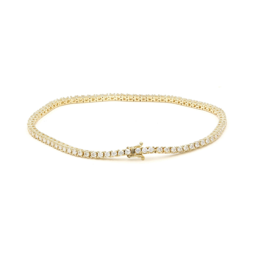 14K Solid Gold 2mm Moissanite Tennis Bracelet