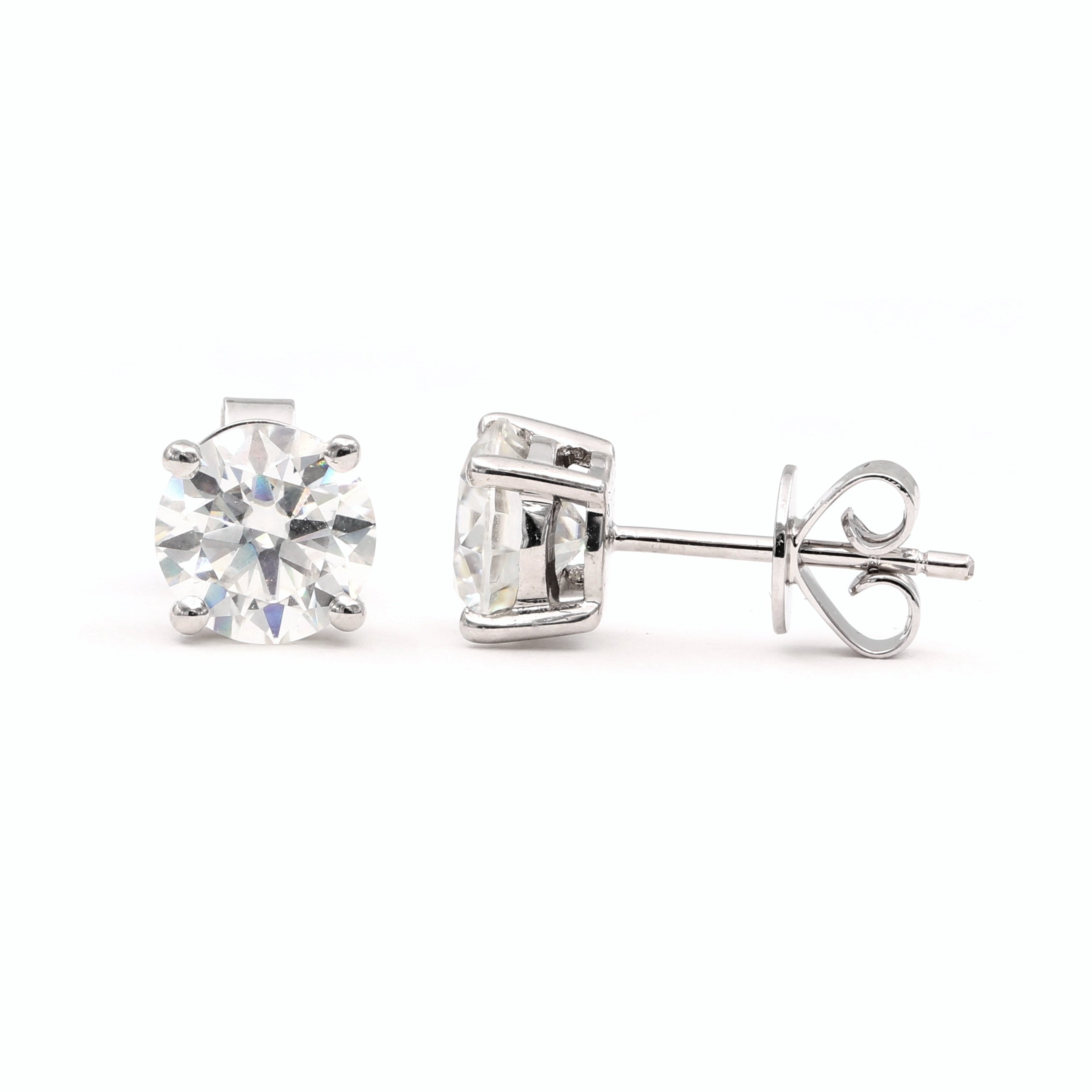 14K Solid Gold Moissanite Solitaire Studs Earrings