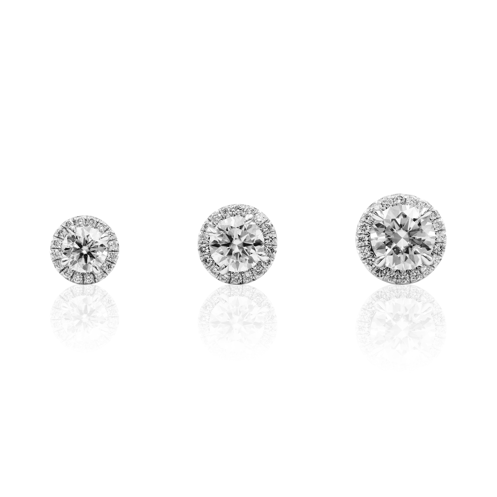 14K Solid Gold Moissanite Halo Studs Earrings