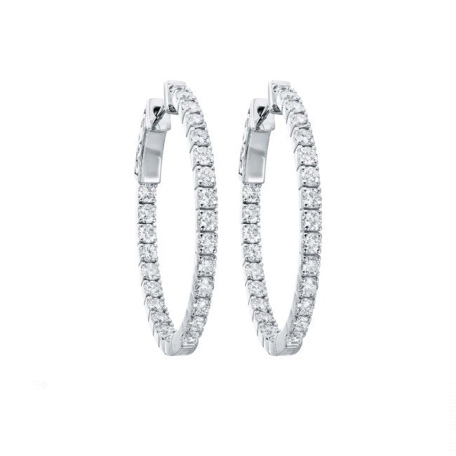 14K White Gold Moissanite 30MM Hoop Earrings