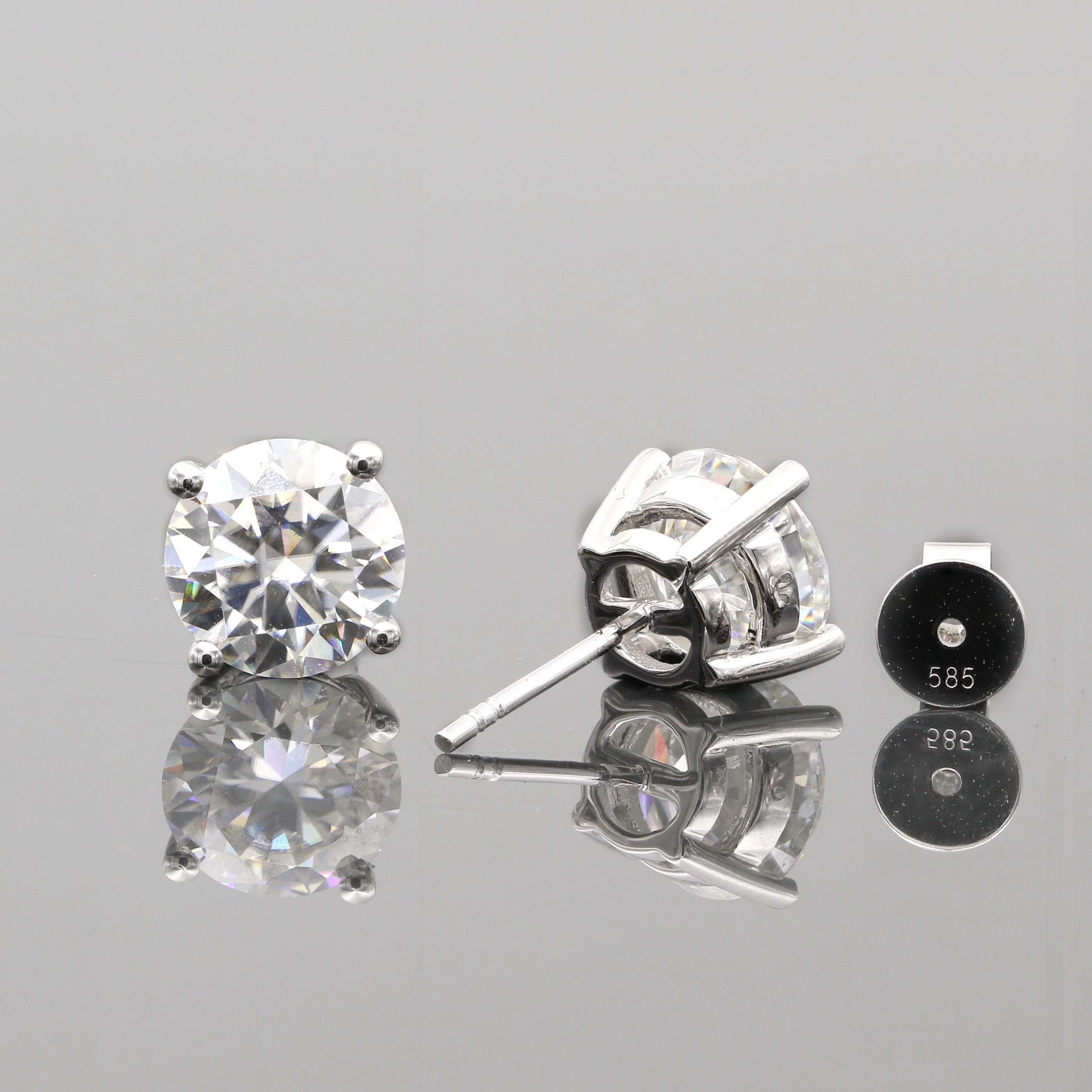 14K Solid Gold Moissanite Solitaire Studs Earrings