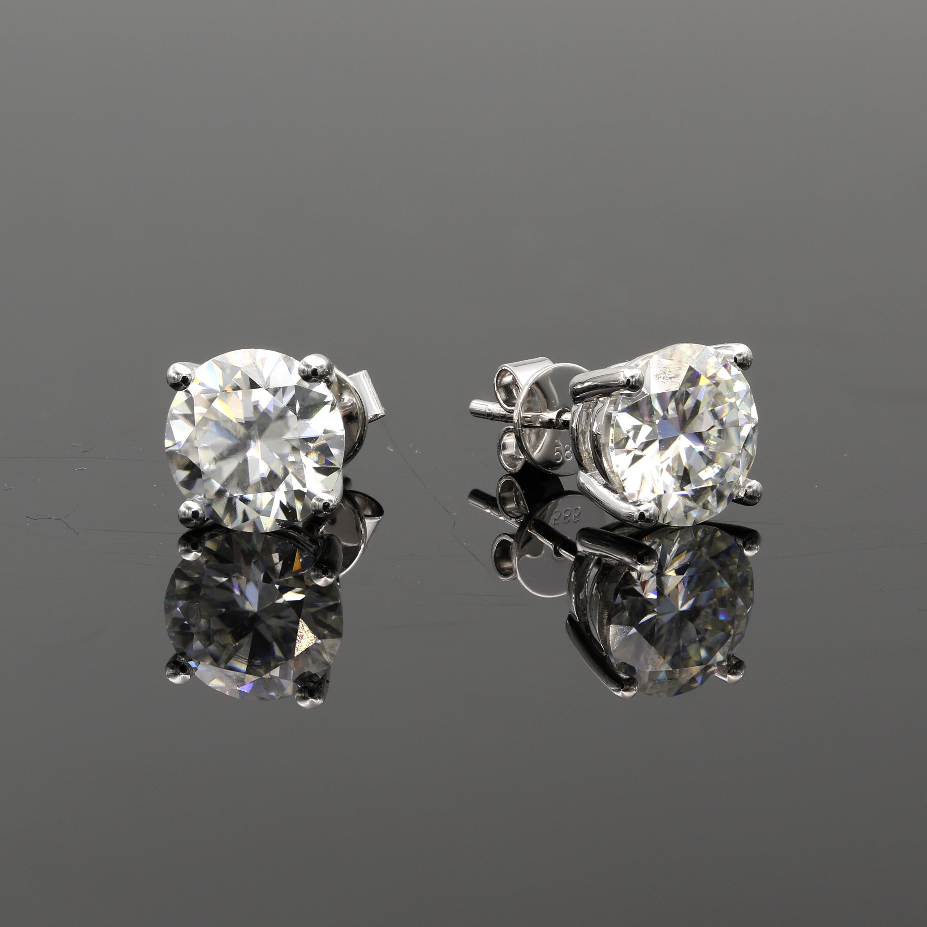 14K Solid Gold Moissanite Solitaire Studs Earrings