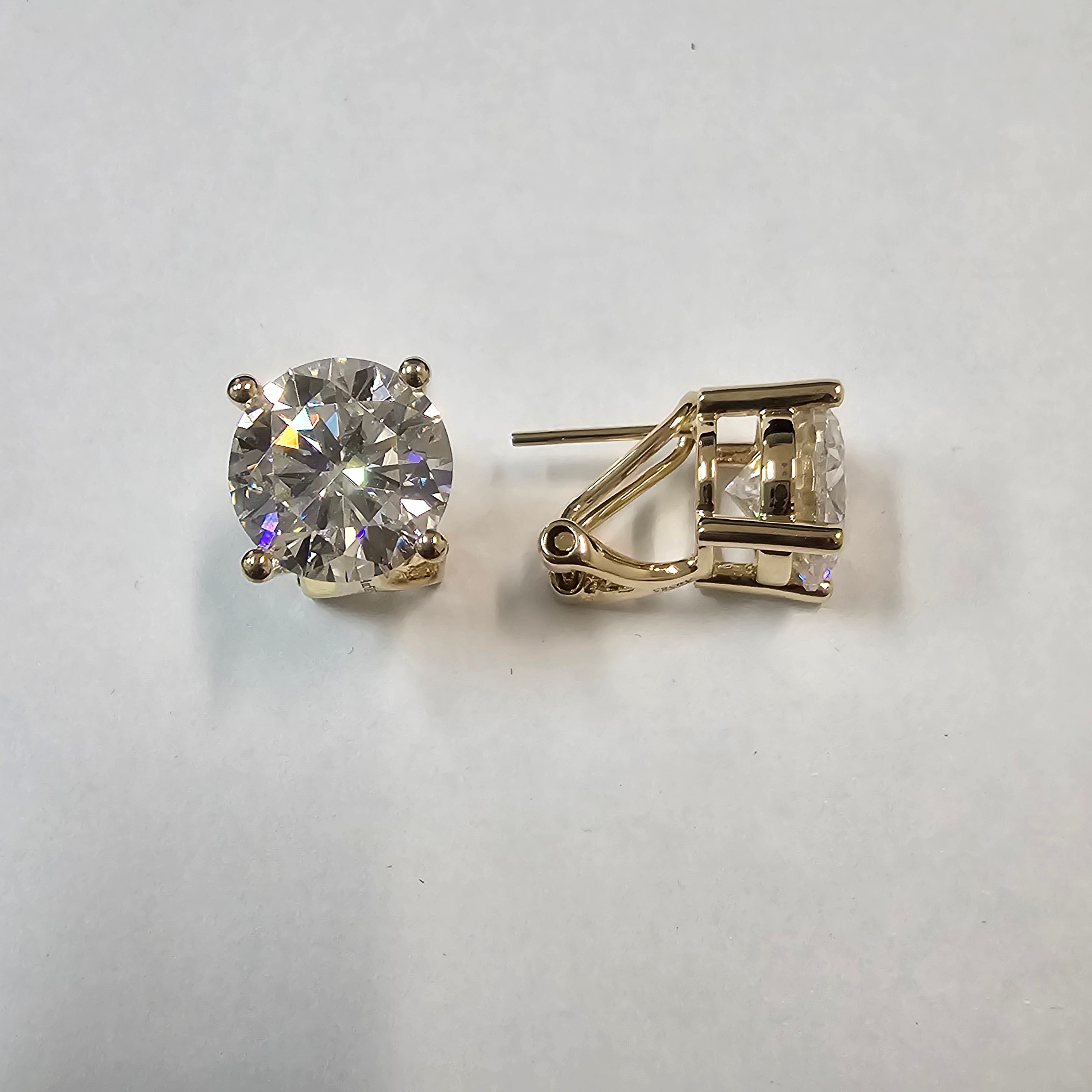 14K Solid Gold Moissanite Solitaire Studs Earrings