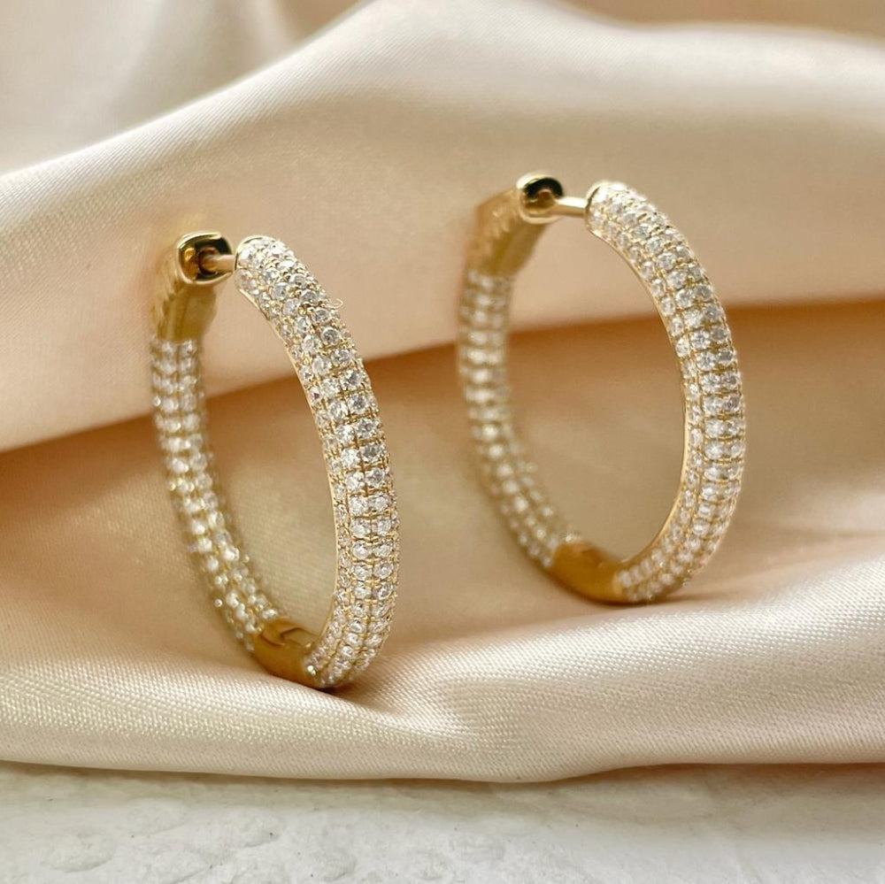 14K Yellow Gold 1.86CTW Moissanite Hoop Earrings