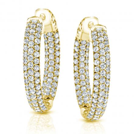 14K Yellow Gold 1.86CTW Moissanite Hoop Earrings