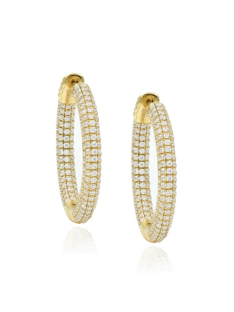 14K Yellow Gold 1.86CTW Moissanite Hoop Earrings