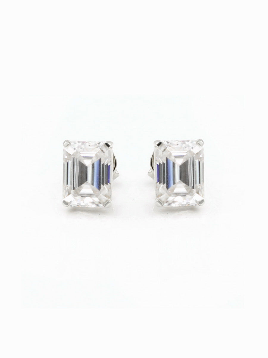 14K Solid Gold 4CTW Emerald Moissanite Studs Earrings