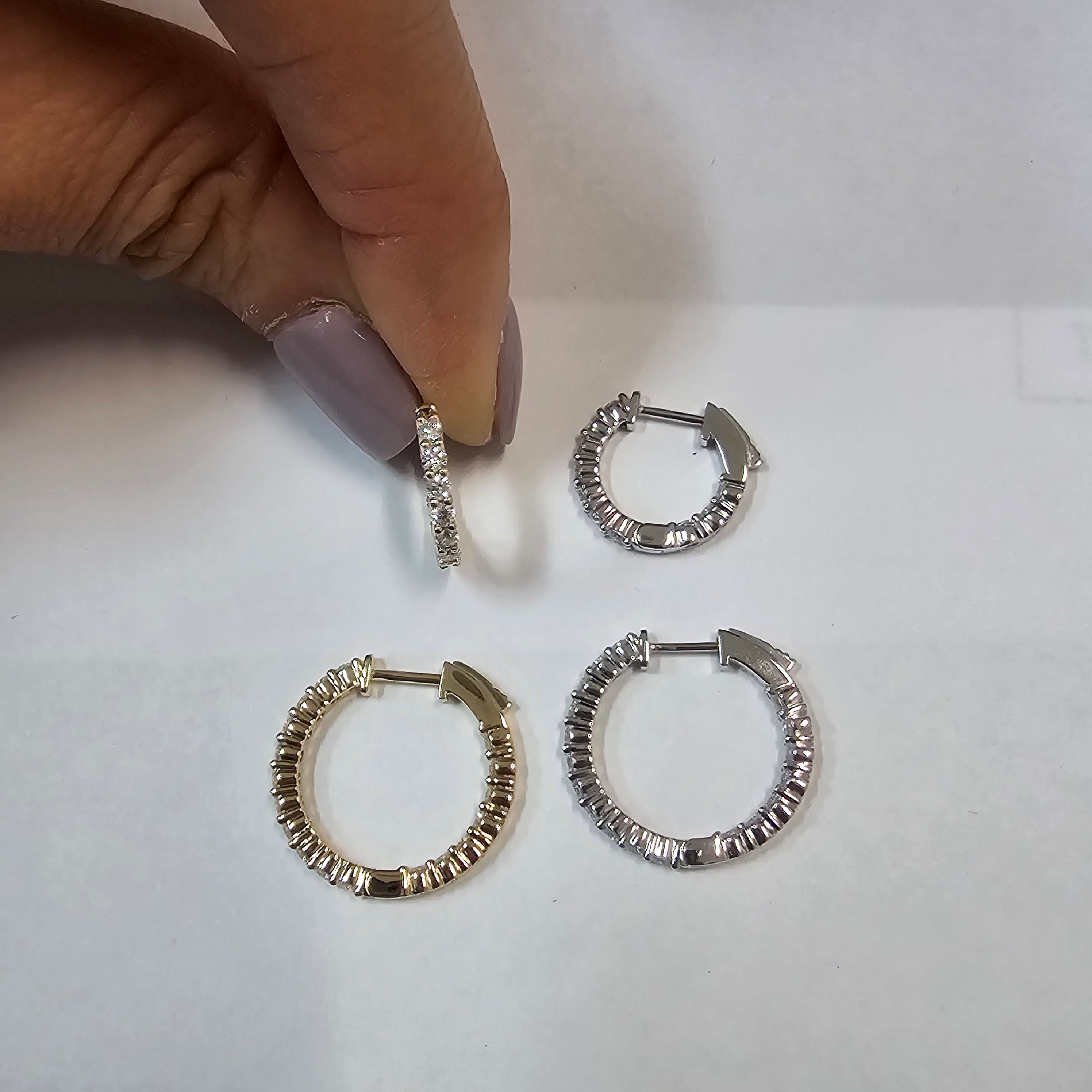 14K Solid Gold Lab-Grown Diamond Hoop Earrings