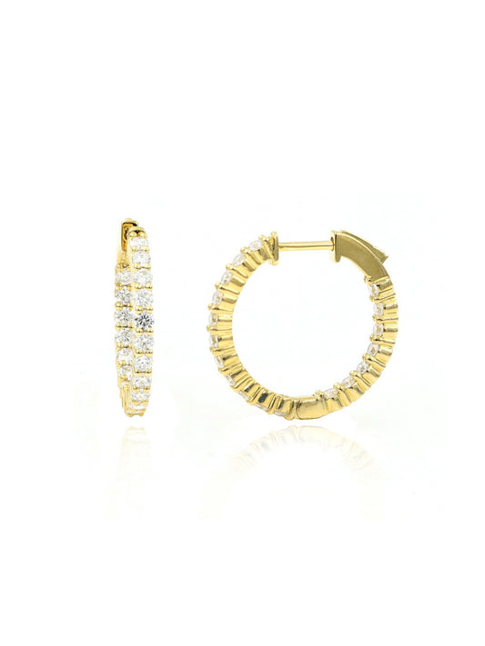 14K Solid Gold Lab-Grown Diamond Hoop Earrings