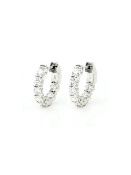 14K Solid Gold Lab-Grown Diamond Hoop Earrings