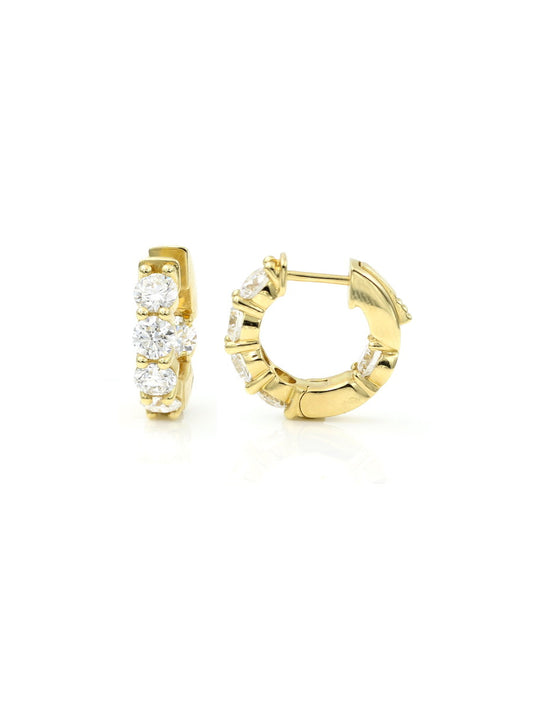 14K Solid Gold Lab-Grown Diamond Hoop Earrings
