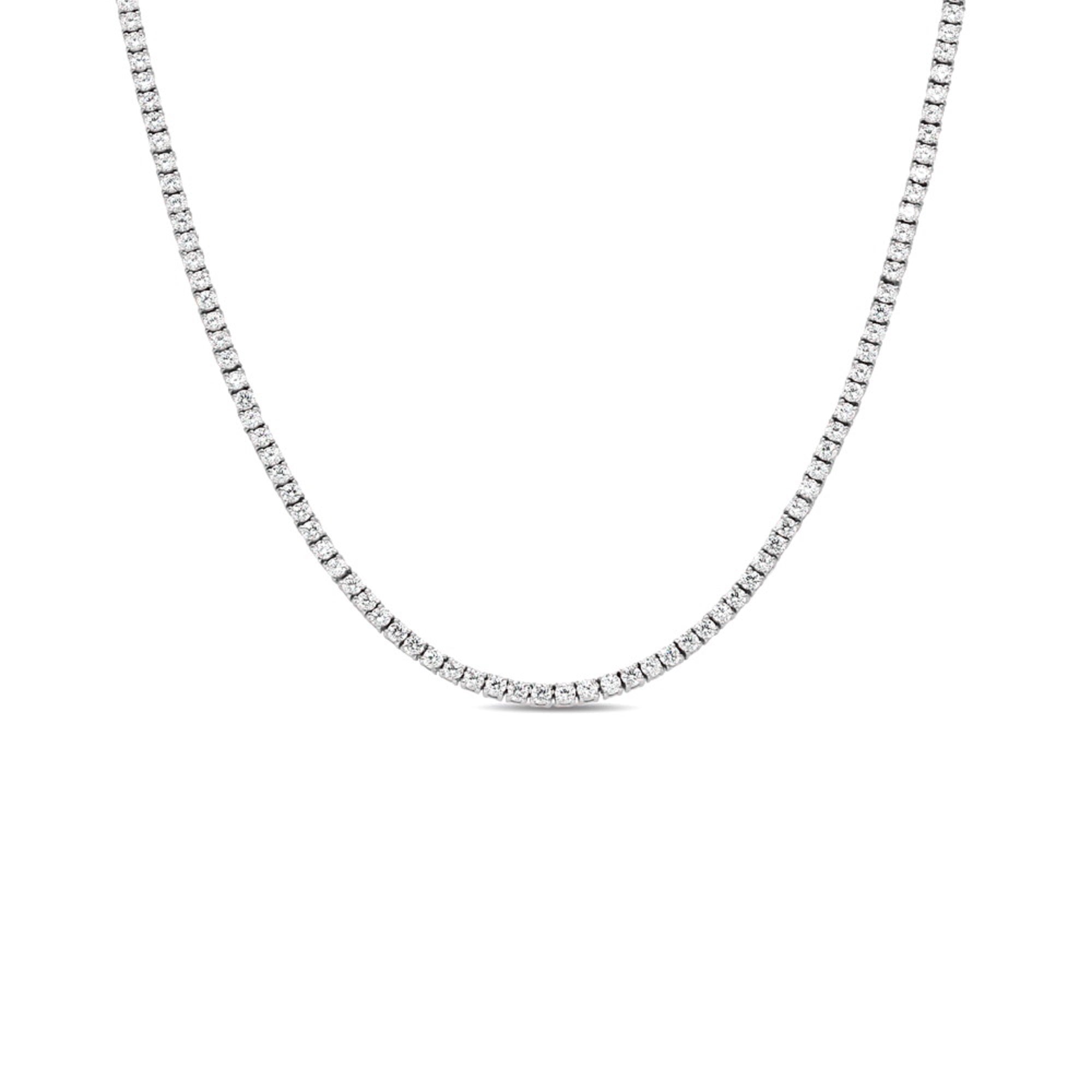 14K Solid Gold Moissanite Tennis Necklace