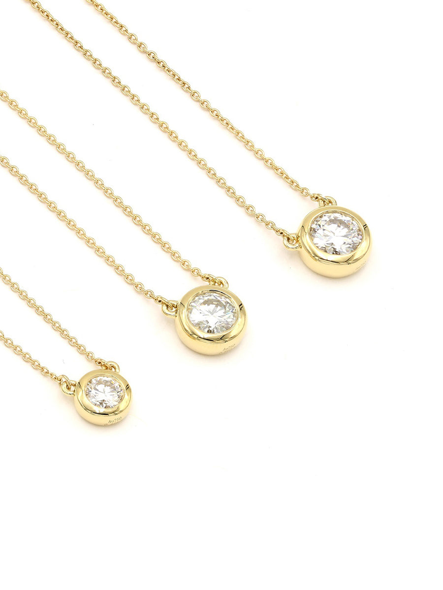 18K Solid Gold Moissanite Bezel Setting Necklace
