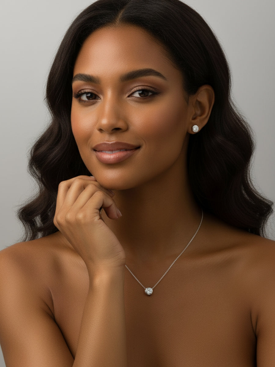 18K Solid Gold Moissanite Bezel Setting Necklace