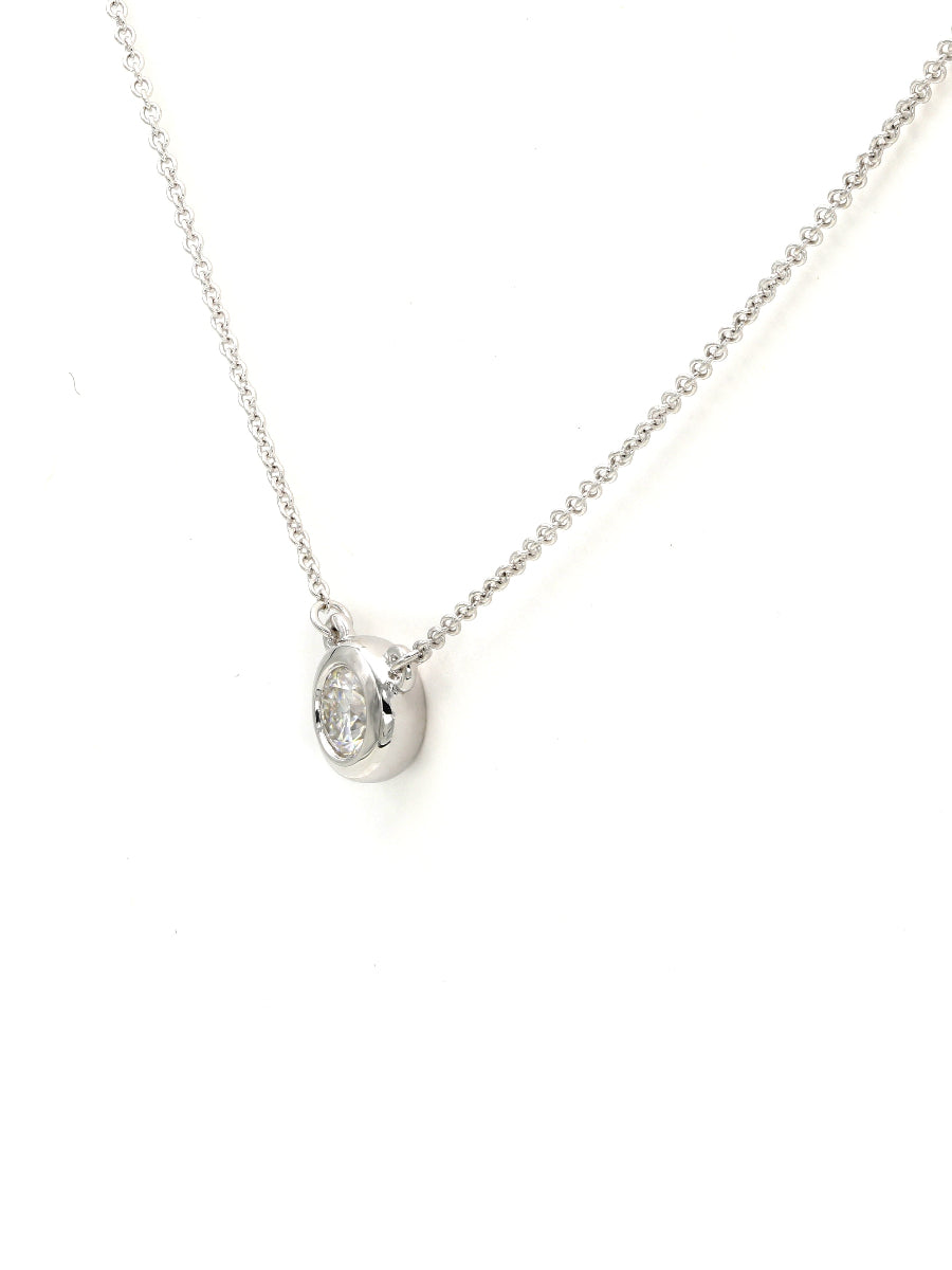 18K Solid Gold Moissanite Bezel Setting Necklace