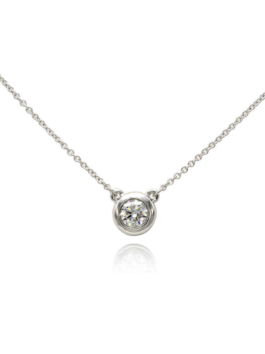 18K Solid Gold Moissanite Bezel Setting Necklace