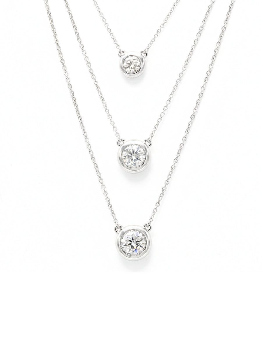 18K Solid Gold Moissanite Bezel Setting Necklace
