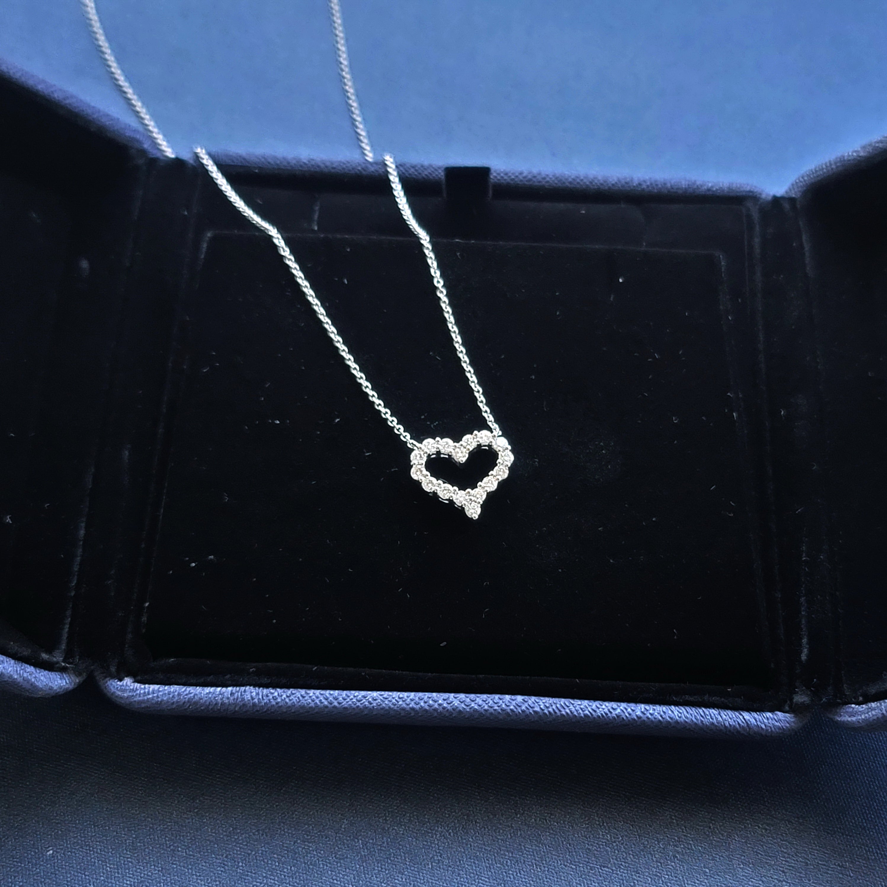 14K Solid White Gold Heart Moissanite Pendant Necklace