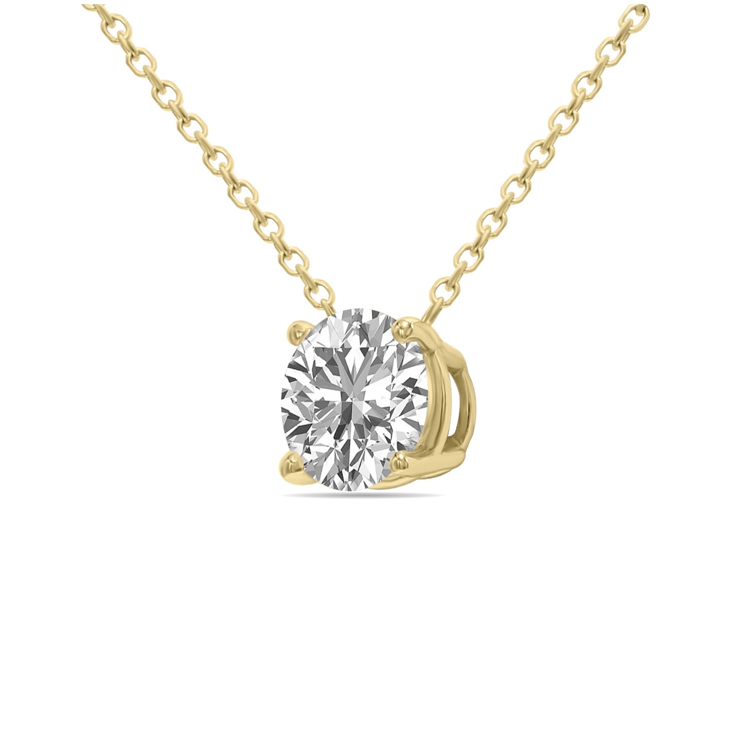 14K Solid Yellow Gold 2CTW Moissanite Pendant Necklace