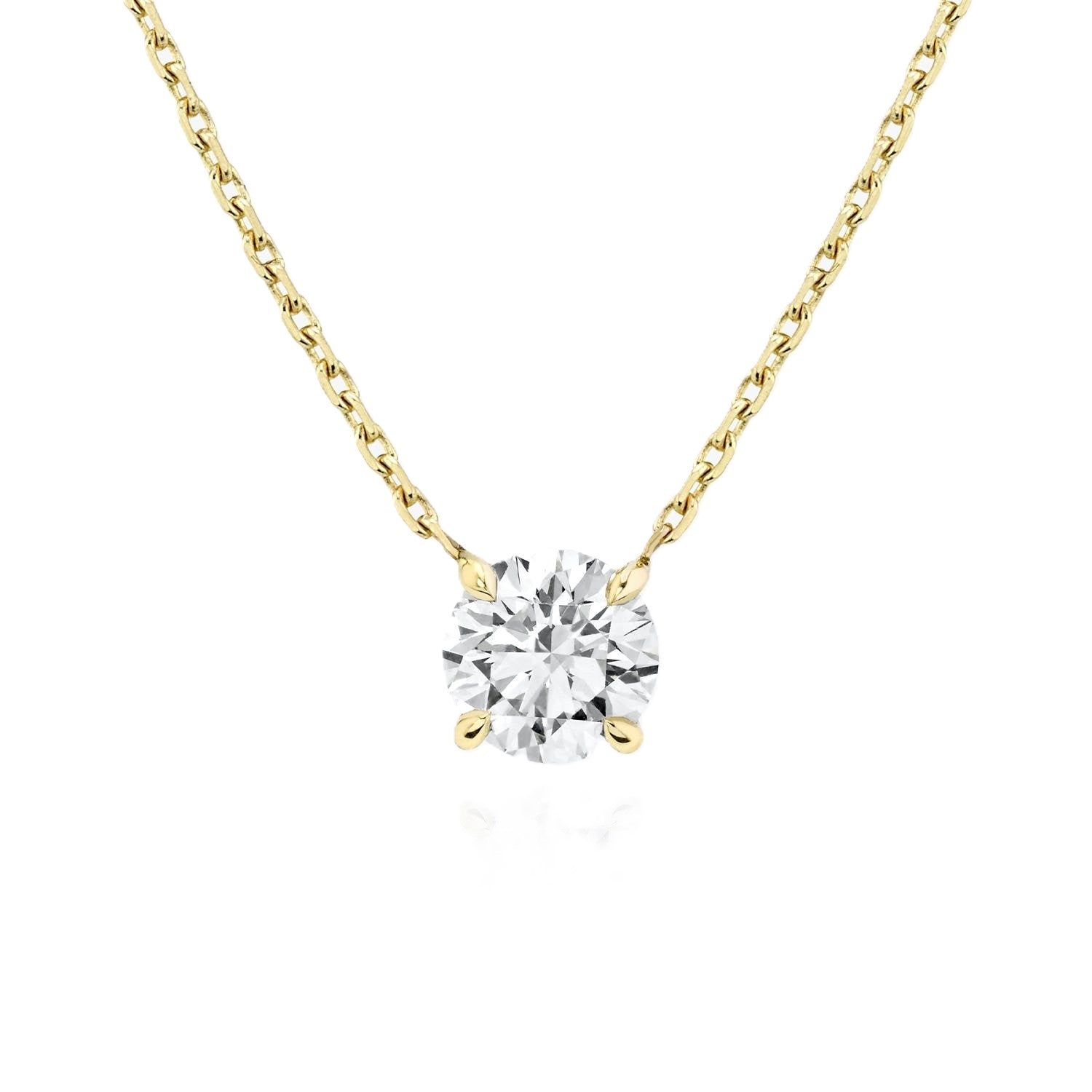 14K Solid Yellow Gold 2CTW Moissanite Pendant Necklace