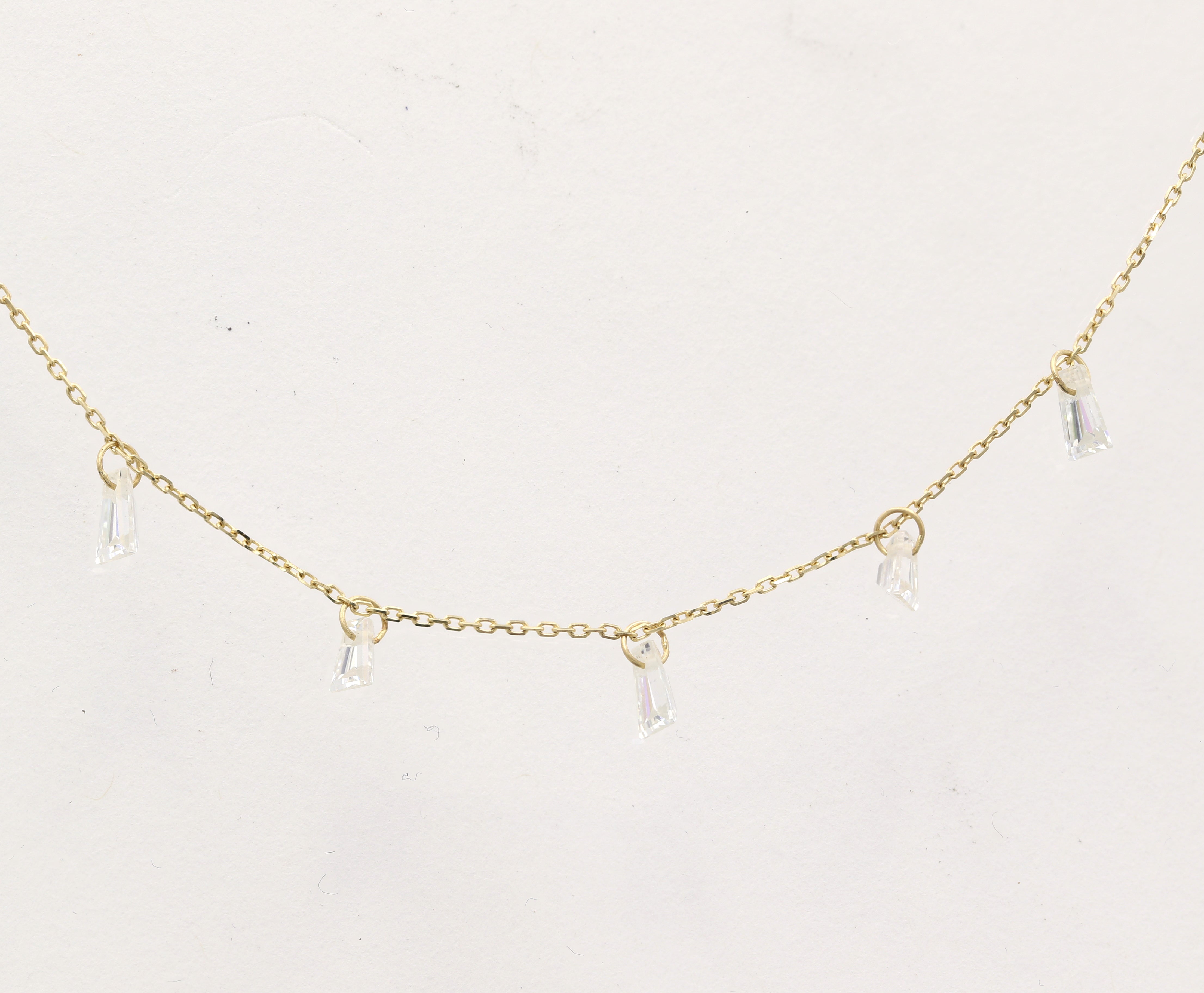 18K Solid Gold Dangling Necklace