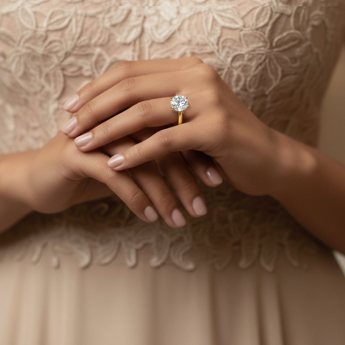 14K Gold Round Cut 3.0Ct Moissanite Solitaire Ring